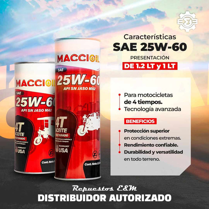 ACEITE 4T 25W-60 API SN MACCI OIL